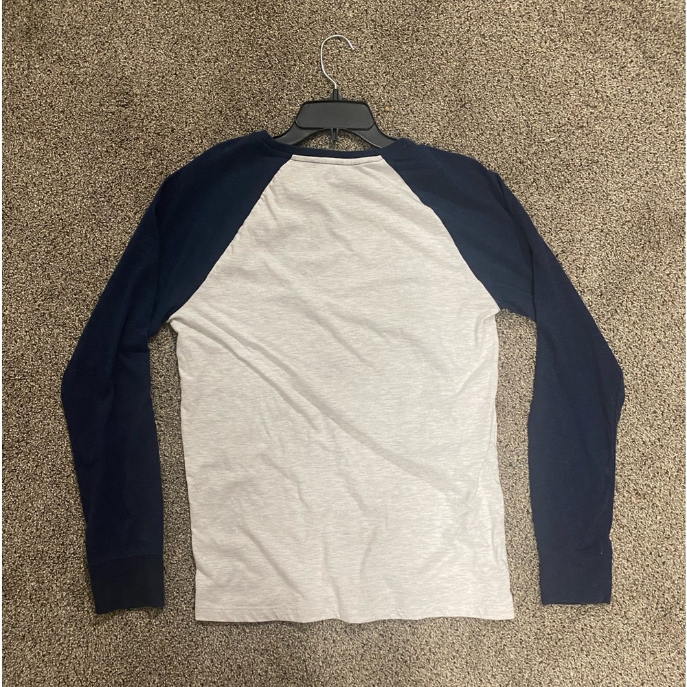 White and blue long sleeve